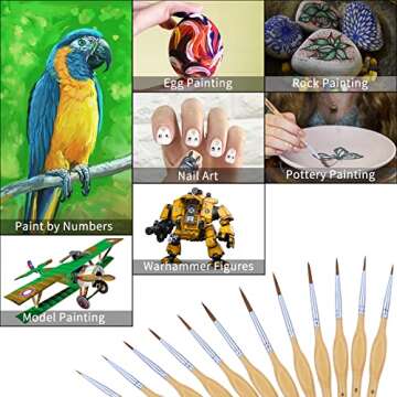 VIVIFun 12 Pcs Detail Paint Brush Set, Fine Tip Point Paintbrush for Micro Painting, Miniature Paint Brushes for Acrylic, Watercolor, Oil, Models, Crafts, Warhammer 40k, Line Drawing