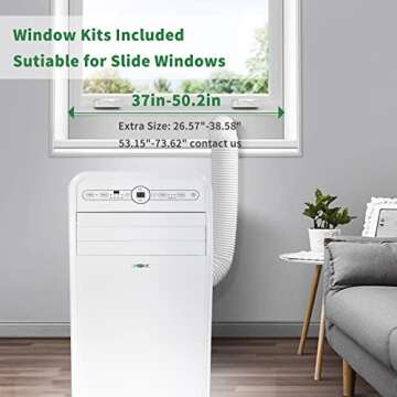 Uhome 12000 BTU Portable Air Conditioner with Heater up to 400 Sq. Ft, Ac Heater Combo Window Unit, Portable AC Unit with Dehumidifier & Fan, Cools & Heats,Remote Control and Window Kit Included,White