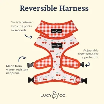 Lucy's Cheery Cherries Reversible Dog Harness for All Dogs