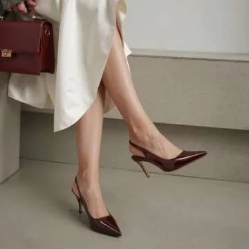 Slingback Heels for Women Pointed Toe Stiletto Heels Closed Toe Pumps Slip on High Heels Dress 2.95 ...
