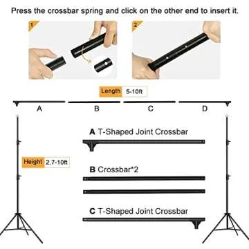 [Upgraded T-Shaped Joint Version] 10 x 10Ft Photo Video Studio, MOUNTDOG Heavy Duty Adjustable Backdrop Stand Background Support System Kit with Carry Bag & Sandbag for Photography Parties Wedding