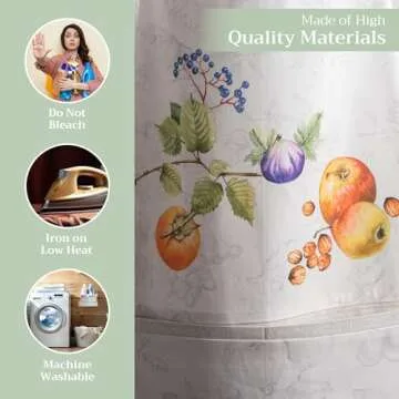 Maison d' Hermine Apron 100% Cotton 27.50"x31.50" Adjustable Neck Strap Apron with Center Pocket for Mothers Day Gifts, BBQ Women, Men, Chef & Wedding, Fruit D'Hiver - Thanksgiving/Christmas