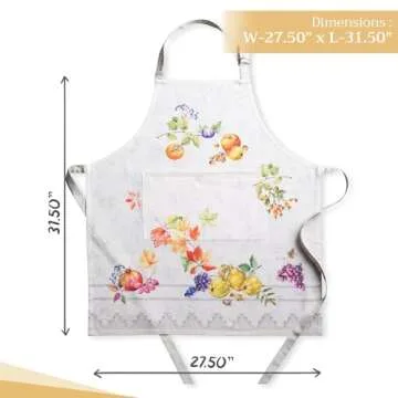 Maison d' Hermine Apron 100% Cotton 27.50"x31.50" Adjustable Neck Strap Apron with Center Pocket for Mothers Day Gifts, BBQ Women, Men, Chef & Wedding, Fruit D'Hiver - Thanksgiving/Christmas