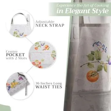 Maison d' Hermine Apron 100% Cotton 27.50"x31.50" Adjustable Neck Strap Apron with Center Pocket for Mothers Day Gifts, BBQ Women, Men, Chef & Wedding, Fruit D'Hiver - Thanksgiving/Christmas