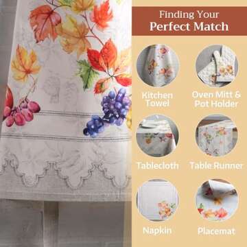 Maison d' Hermine Apron 100% Cotton 27.50"x31.50" Adjustable Neck Strap Apron with Center Pocket for Mothers Day Gifts, BBQ Women, Men, Chef & Wedding, Fruit D'Hiver - Thanksgiving/Christmas