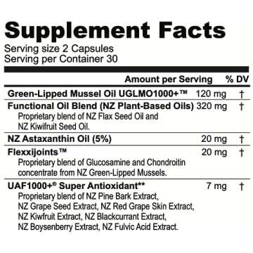 FREZZOR Omega 3 Black, Highest amount Green Lipped Mussel Oil, Made in New Zealand, UAF1000+, Inflam...