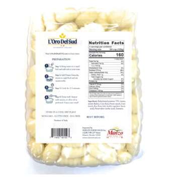 12 Pack, Gluten Free Potato Gnocchi, Cooks in 2-3 minutes, Shelf Stable, (12 Pack x 1 lb) Product of Italy, NON GMO, Wheat Free, Eggs Free, Vegan, by L'Oro Del Sud