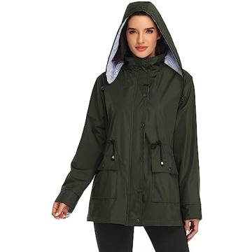 Stylish Waterproof Women Light Rain Jacket with Hood