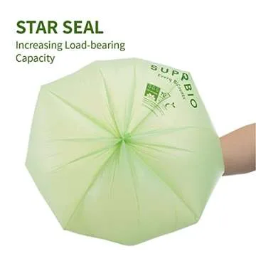 SUPERBIO 13 Gallon Compostable Kitchen Waste Bags with Handles, Food Scrap Bags Certified by BPI, OK compost INDUSTRIAL, 30 Count, 49.2L