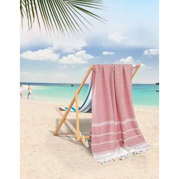 LANE LINEN Turkish Beach Towel 2 Pack, Oversized Beach Towel 39"x71", Lightweight Beach Essentials f...
