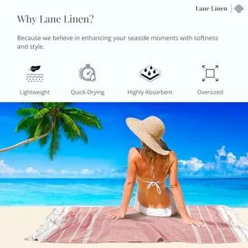 LANE LINEN Turkish Beach Towel 2 Pack, Oversized Beach Towel 39"x71", Lightweight Beach Essentials for Women, Large Pool Towel, Absorbent & Quick Dry, Sand Free Beach Towel - Hibiscus