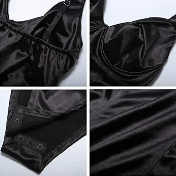 Velius Sexy Deep V Neck Bodysuit for Confident Women