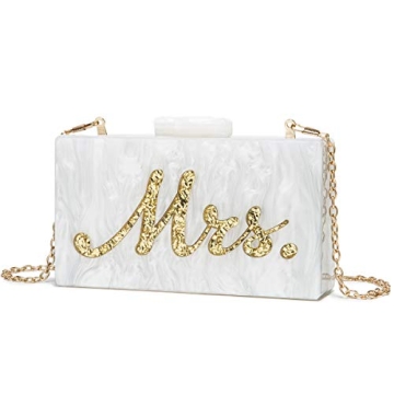 MRS Clutch Purse Women Evening Handbag Acrylic Clutch Bag for Bride Party GLD