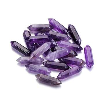 3pcs Amethyst Healing Crystals Points Bulk Hexagonal Healing Crystals Stone Wands Set Natural Quartz Crystals Gemstones for Meditation Chakra Balancing Crystal Therapy Gift