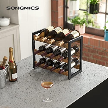 Stylish SONGMICS Wine Rack Holds 12 Bottles with Ease
