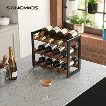 Stylish SONGMICS Wine Rack Holds 12 Bottles with Ease