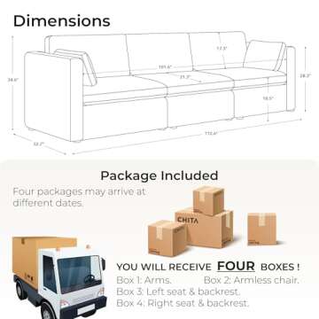 CHITA Sectional Sofa Set, Comfty Cloud Couch, FSC Certified Deep Seat Sectional Couch for Lving Room...