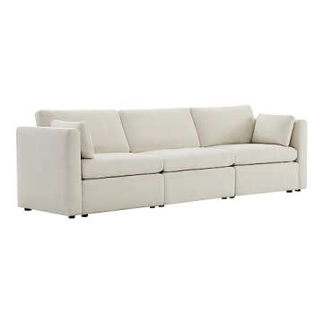 CHITA Sectional Sofa Set, Comfty Cloud Couch, FSC Certified Deep Seat Sectional Couch for Lving Room, 112 inch Width, 3 Seat Modern Modular Sofa, Linen