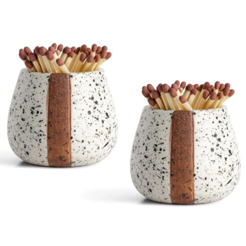 Amarcado Ceramic Match Holder Set - Chic Candle Accessory - Decorative Gift