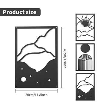 PTSGCAI 3 Pcs Metal Geometric Line Wall Decor, Modern Abstract Black Metal Line Art Hanging Wall Art...