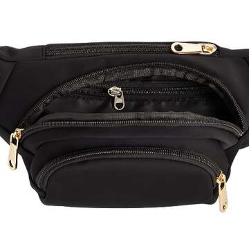 Zodaca Black Extra Large Fanny Pack Plus Size, Crossbody Bag with Adjustable Belt Straps Fits 34-60 Inch Waist (Expands to 5XL)