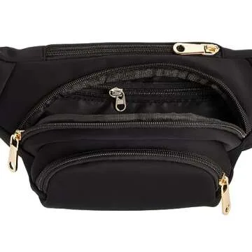 Zodaca Black Extra Large Fanny Pack Plus Size, Crossbody Bag with Adjustable Belt Straps Fits 34-60 Inch Waist (Expands to 5XL)