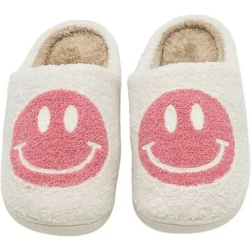 Cozy Retro Smiley Face Slip-On Slippers for All