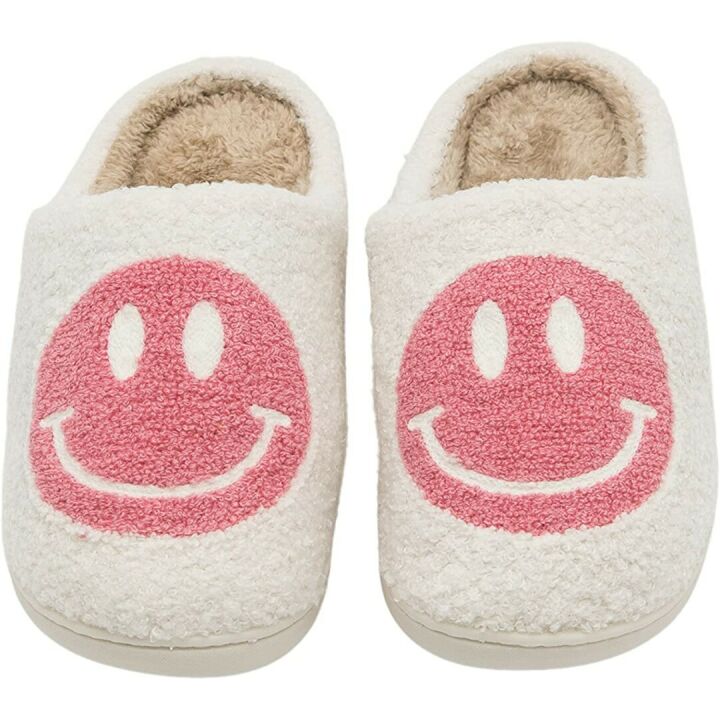 Cozy Retro Smiley Face Slip-On Slippers for All