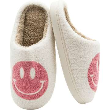 Cozy Retro Smiley Face Slip-On Slippers for All
