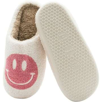 Cozy Retro Smiley Face Slip-On Slippers for All