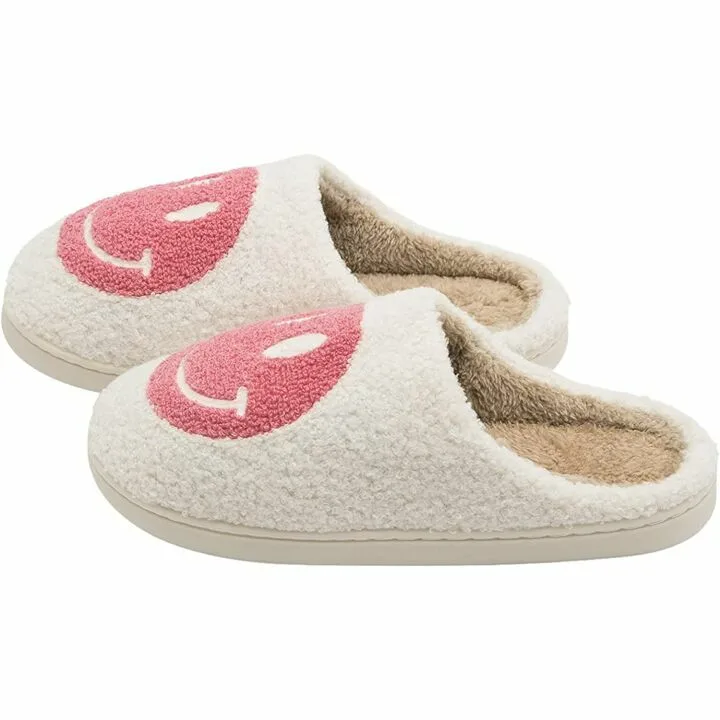 Cozy Retro Smiley Face Slip-On Slippers for All