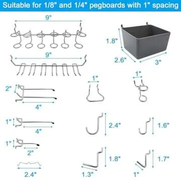 FRIMOONY Pegboard Hooks Assortment with Pegboard Bins, Peg Locks, for Organizing Various Tools, 80 Piece