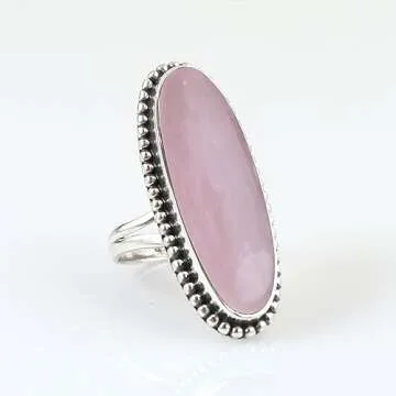 Enchanting Rose Quartz Gemstone Ring in 925 Sterling Silver - Handmade for Emotional Healing and Unc...