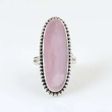 Rose Quartz Gemstone Ring - 925 Sterling Silver Beauty