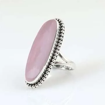 Rose Quartz Gemstone Ring - 925 Sterling Silver Beauty