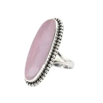 Rose Quartz Gemstone Ring - 925 Sterling Silver Beauty