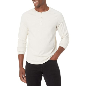 Slim-Fit Long Sleeve Henley Shirt for Men