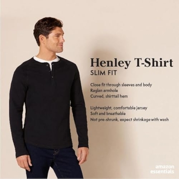 Slim-Fit Long Sleeve Henley Shirt for Men