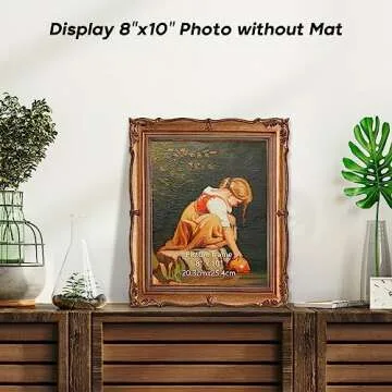 PHAREGE Vintage Picture Frame 8x10 Bronze, 8 by 10 Ornate Decorative Antique Frame with Mat for 5x7 Photo, Fancy Matted Frame for Desktop or Wall, Horizontal or Vertical