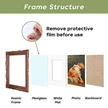 PHAREGE Vintage Picture Frame 8x10 Bronze, 8 by 10 Ornate Decorative Antique Frame with Mat for 5x7 Photo, Fancy Matted Frame for Desktop or Wall, Horizontal or Vertical