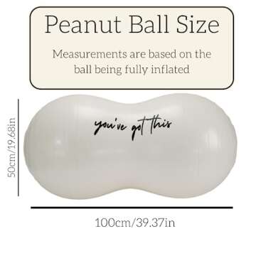 Peanut Ball - Positive Affirmation Anti Burst Ball for Exercise, Labor, Birthing, Dog Training, Kids, Home & Gym Fitness, Physio Roll, Yoga Balance, Flexible Seating for Classroom & Office - Pump Inc.
