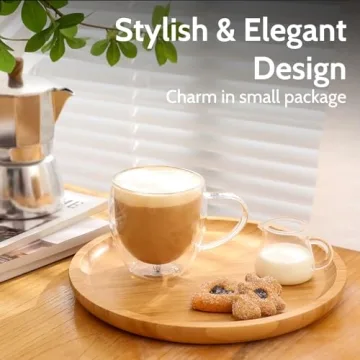 Sweese Clear 8 oz Double Wall Glass Coffee Mugs Set of 4