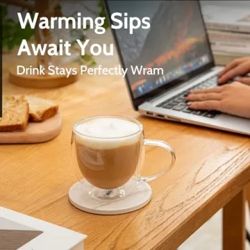 Sweese Clear 8 oz Double Wall Glass Coffee Mugs Set of 4