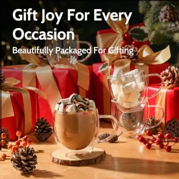 Sweese Clear 8 oz Double Wall Glass Coffee Mugs Set of 4