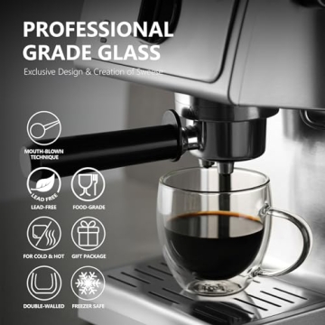 Sweese Clear 8 oz Double Wall Glass Coffee Mugs Set of 4