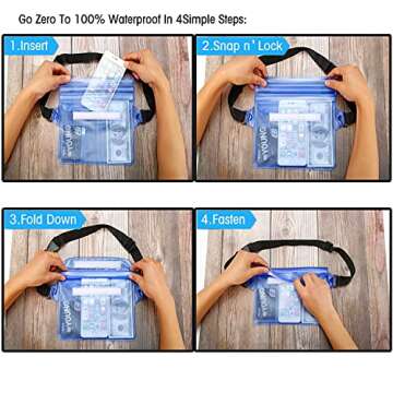 BO KAI LUN Waterproof Pouch with Waist Strap (2 Pack) | Best Way to Keep Your Phone and Valuables Safe and Dry | Perfect for Boating Swimming Snorkeling Kayaking Beach Pool Water Parks