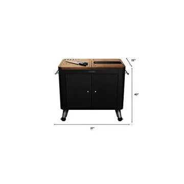 Everdure Mobile Prep Kitchen, 40-Inch Indoor/Outdoor Kitchen Island, Rolling Cart with Lockable Wheels, Equipped with Built-in Cutting Board and Serving Trays, Matte Black