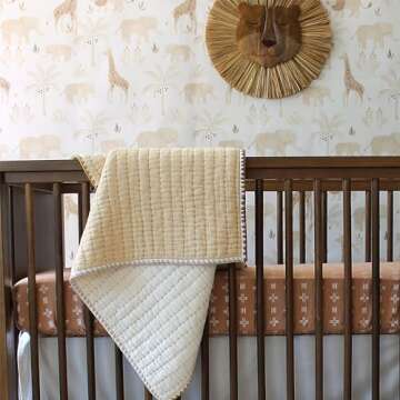 Crane Baby Safari Wallpaper for Nursery, Nursery Wallpaper for Boys and Girls, Jungle Wallpaper, 21" w x 270" h, Animal Print Wallpaper, Gender Neutral Wallpaper, Safari Nursery Decor, Baby Wallpaper