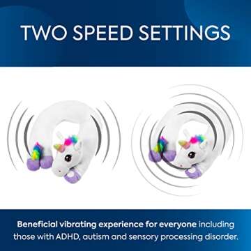 Bouncyband Sensory Vibrating Unicorn Neck Pillow — Therapeutic 16x12x6” Super Soft Pillow to Drape Over Neck or Rest on Shoulders, Lap, Back, Stomach — Calming Tool for ADHD, Perfect for The Classroom