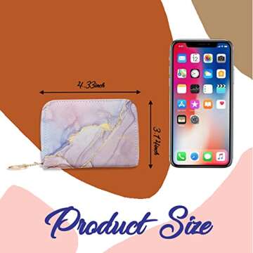 Coaott Credit Card Holder, Stylish RFID-Blocking Women's Slim Wallet Perfect for Business and Everyday Use, Keep Your Belongings Safe and Organized (Pink Marble)